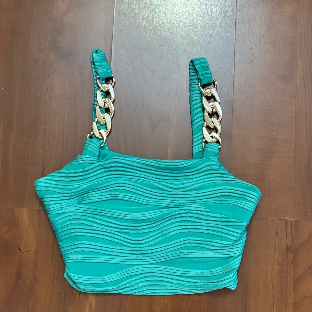 SHEIN Turquoise Chain Strap Tank Top